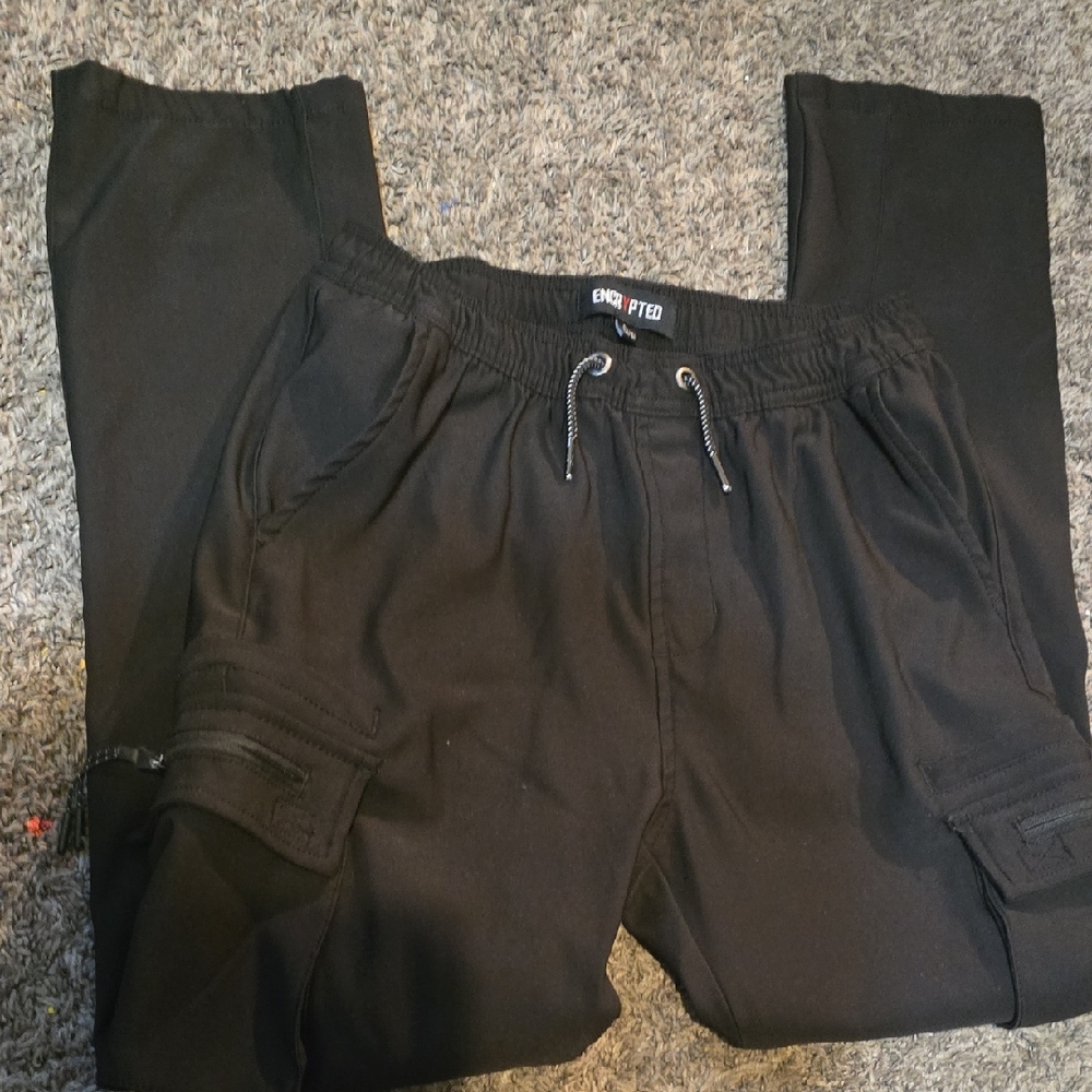 Kids Black Cargo Pants